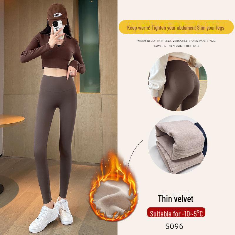 2025 Women's High-Waist Barbie Yoga Shark Pants: Slimming, Tight-Fit Velvet Leggings for Autumn & Winter