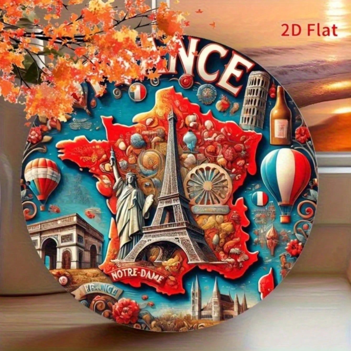 Vintage Metal Tin Sign French Landmarks Eiffel Tower Statue Liberty Decor 20x20