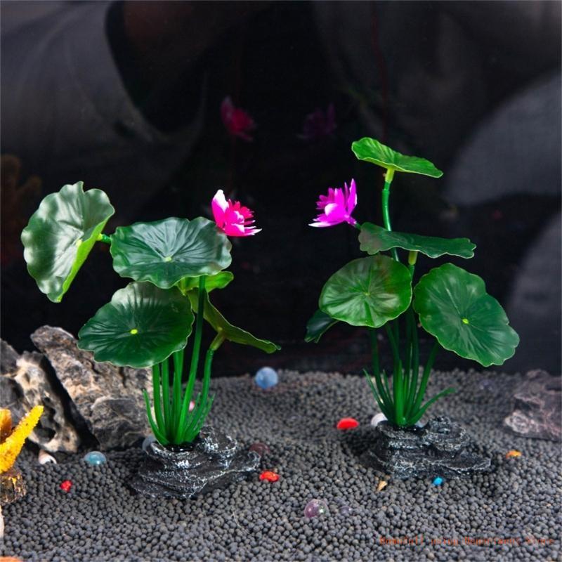 Aquariums Landscape Artificial Lotuses Plant Figurine Statue for Aquariums