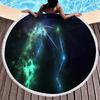 12 Constellation Round Beach Towel, Soft Microfiber Mystery Universe Galaxy Beach Towel Absorbent Towel for Travel Pool Picnic