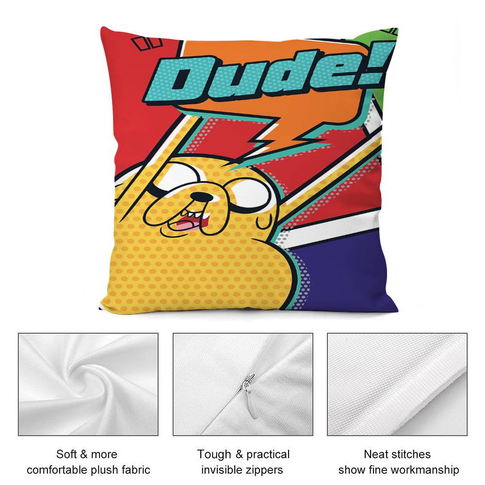 Anime A-Adventure Time Pillow Case Short Plush Double-sided Print Square Throw Pillow Covers Sofa Home Cushion Decor