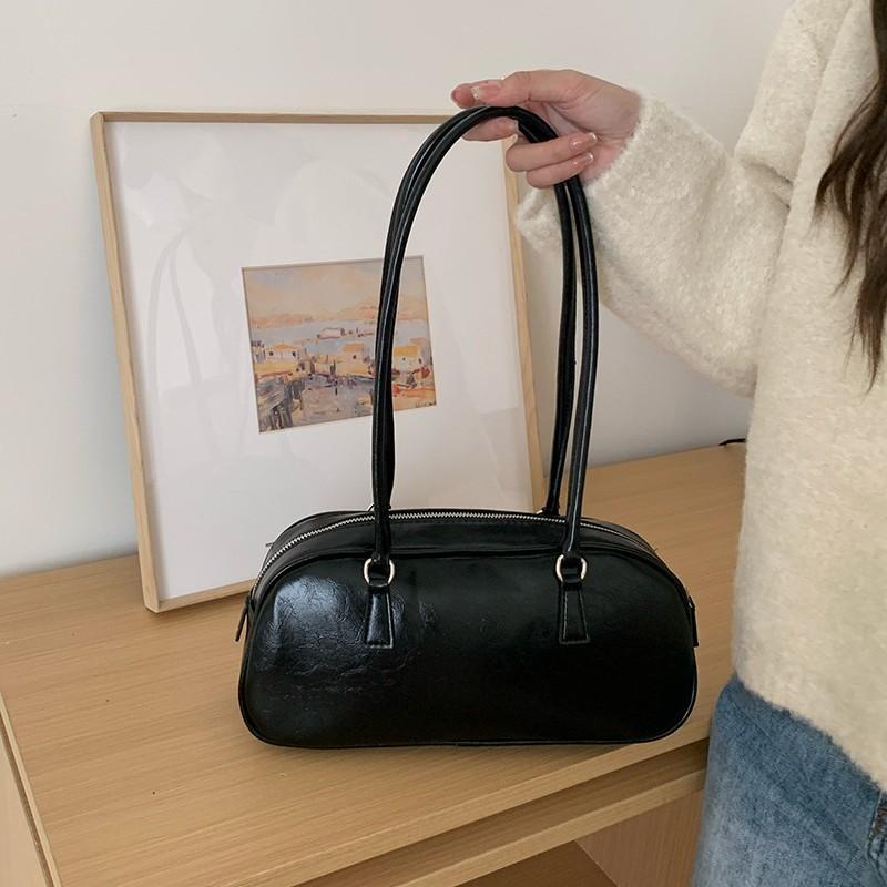 JIAERDI Vintage Silver Shoulder Bag Purse Women Fairycore Aesthetic Leather Y2k Underarm Bag Ladies Fashionable Bowling Bag Chic