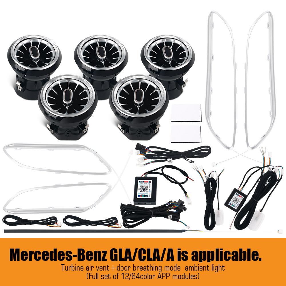 64/12 Colours Ambient Lights APP Led Car Air Vents Turbine Nozzle Decorate Lamp for Mercedes-Benz A/CLA W176/CLA W117/GLA W156