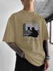 Schwarze Katze Spiegel Philosophie Aufdruck T-Shirt Ich denke nicht, also bin ich nicht Philosophie und Kunst Design Sommer Hundert Lässig