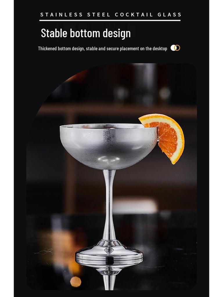 Creative High-Stemmed Stainless Steel Cocktail and Ice Cream Glass