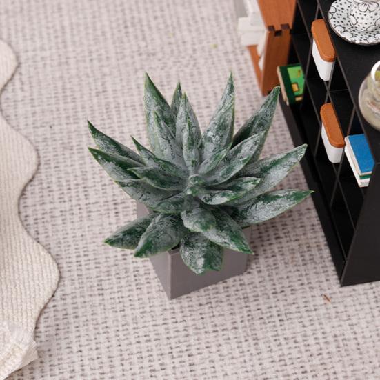 Miniature Potted Plant, Tiny Artificial Green Plant, Realistic Miniature Plant Model for 1:6 or 1:12 Scale Doll Mansion Miniature Room Decor