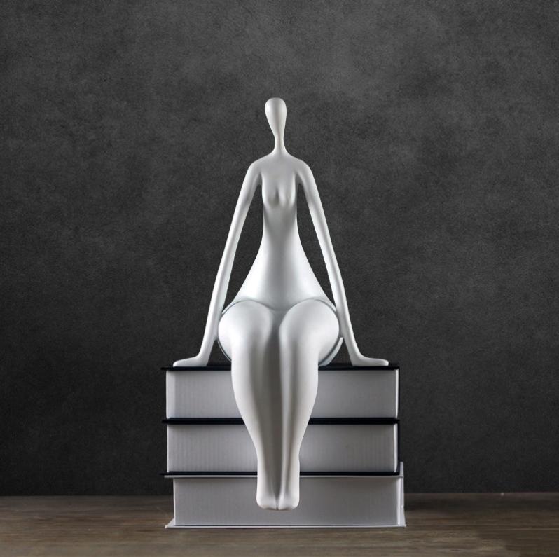 Nordic Yoga Cute Woman Figure Resin Ornaments Office Table Furnishing Crafts Home Room Desktop Figurines Decor Itmes Accessories