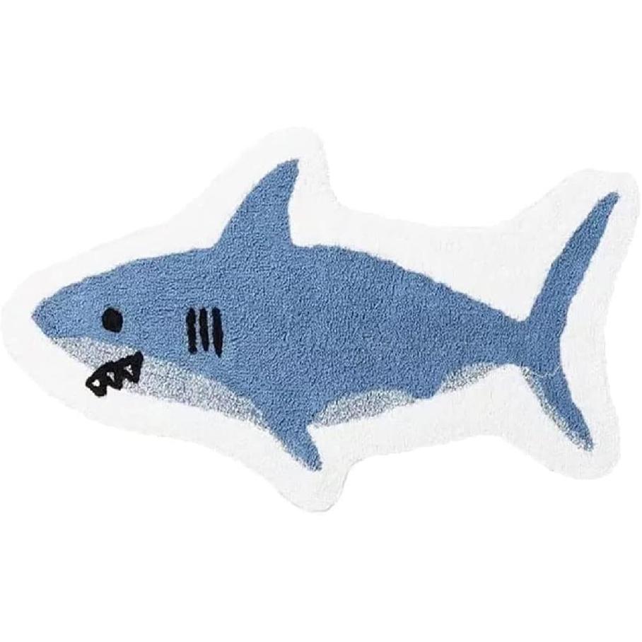 HM&DX Cartoon Shark Shaped Bathroom Rugs,Absorbent Non-Slip Bath Rugs,Comfort Washable Shower Rug,Kitchen Sink Bedroom Floor Mat Carpet Area
