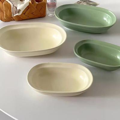 Nordic Minimalist Plates Ceramic Deep Plates Oval High Aesthetic Breakfast Plates Salad Bowls Household Soup Bowls Ins Tableware