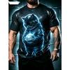 Creative Animal Cat 3D Print Pattern Crew Neck Tee  Men Women Summer Fashionable Comfortable Novelty Short Sleeve T-shirt