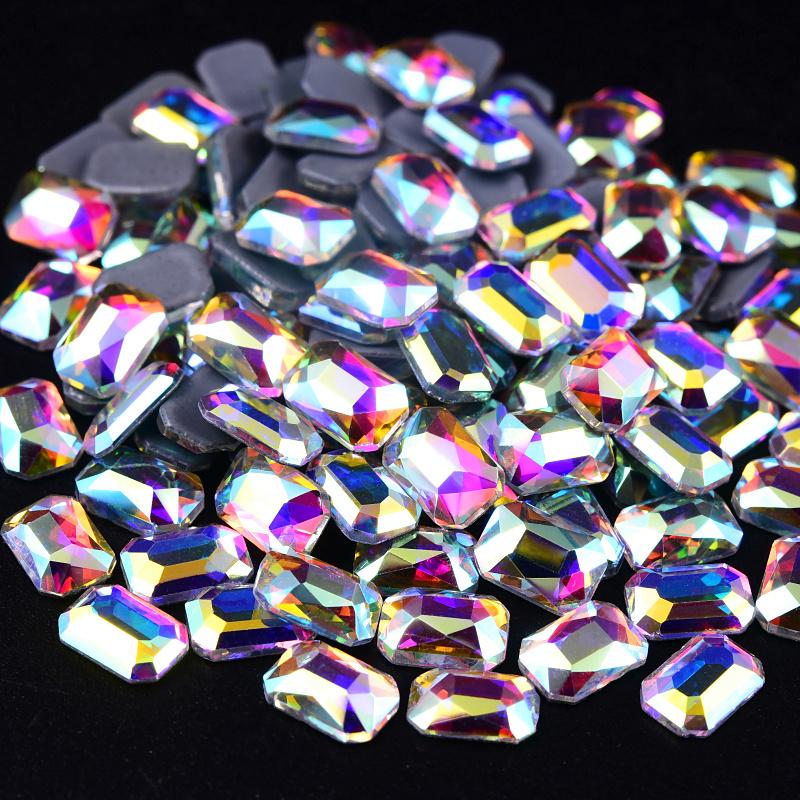 Blinginbox Hight Quality Rhinestone Bulk Special Shapes Crystal AB Hot Fix Rhinestones Iron on Rhinestones for Fabric Decoration