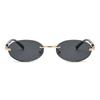 Personalized Oval Frame Sunglasses Retro Women Men Metal High-end Sunglasses Luxuy Frameless Trimming Traveling UV400 Sunglasses