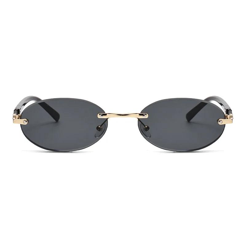 Personalized Oval Frame Sunglasses Retro Women Men Metal High-end Sunglasses Luxuy Frameless Trimming Traveling UV400 Sunglasses