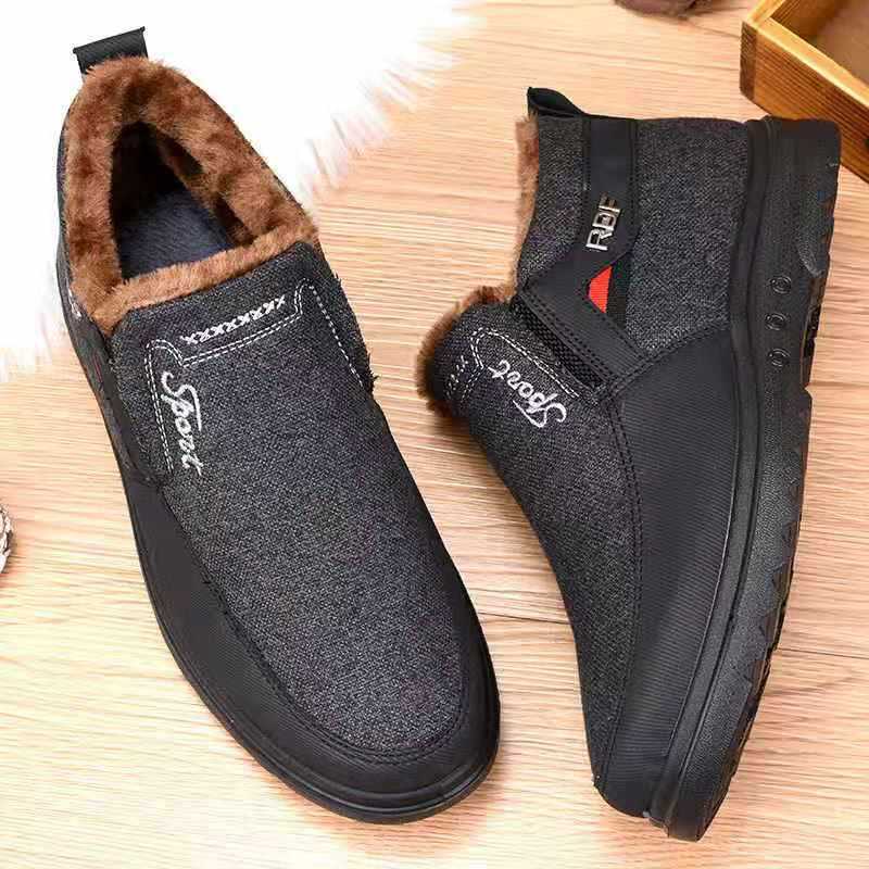 Old Beijing cotton shoes winter 2025 new high-top men's shoes warm soft-soled cotton boots piled and thickened middle-aged and elderly cloth shoes
