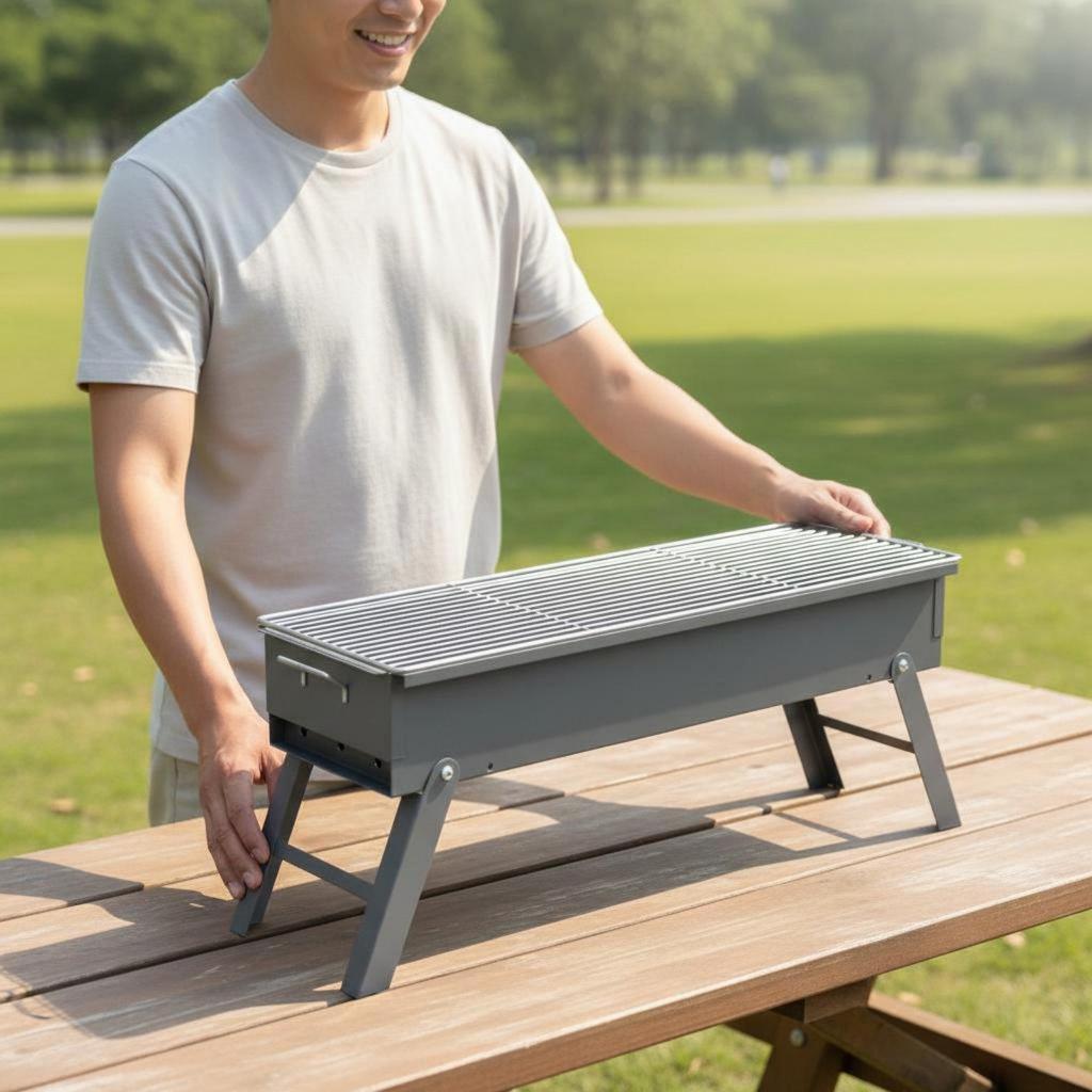 Long Rectangular Outdoor Grill Thickened Material Portable Briquette