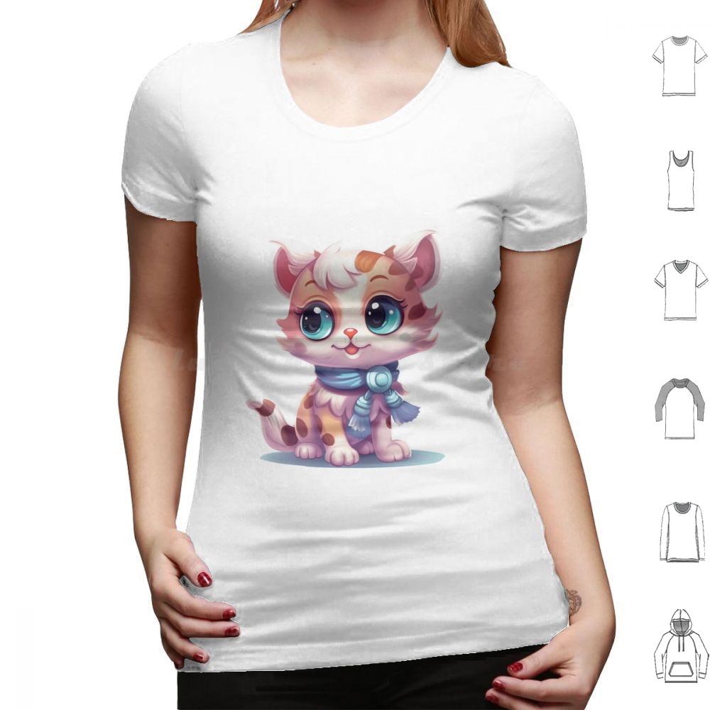 Kawaii Lovely Cat T Shirt Big Size 100 Cotton Cute Cat Illustration Cartoony Cat Design Meowing Cat Art Playful Cat Drawing