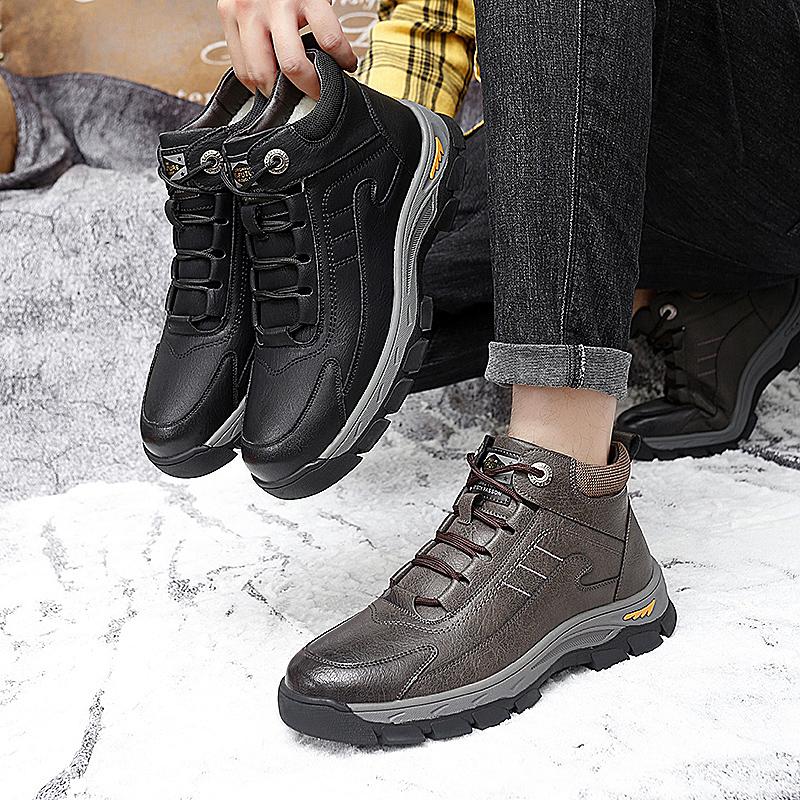 Fashion Men Ankle Boots Outdoor Shoes Style Formal Men Shoes Casual Designer Fashion Lace-up 2024 Plush Warm Snow Boots Winter Shoes