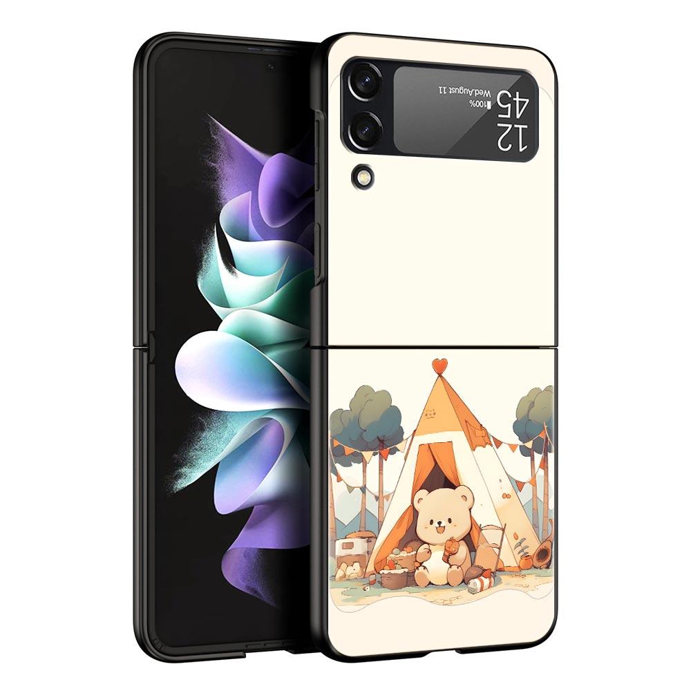 Schattige Cartoon Hond Kat Voertuig Telefoonhoesje Voor Samsung Galaxy Z Flip3 Flip4 Flip5 Case Voor Z Flip 3 4 5 6 7 Harde Vouwbare Cover