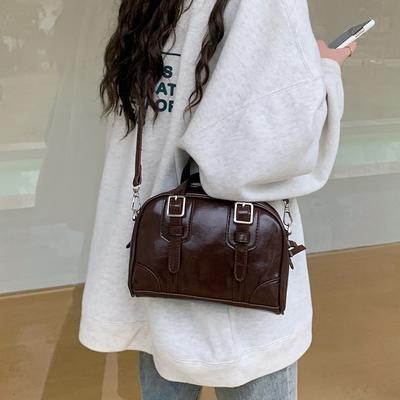 Neue Koreanische Vielseitige Herbst- und Winter-Nischen-Retro-Schwarze Handtasche Vielseitige Schultertasche Umhängetasche Trendig