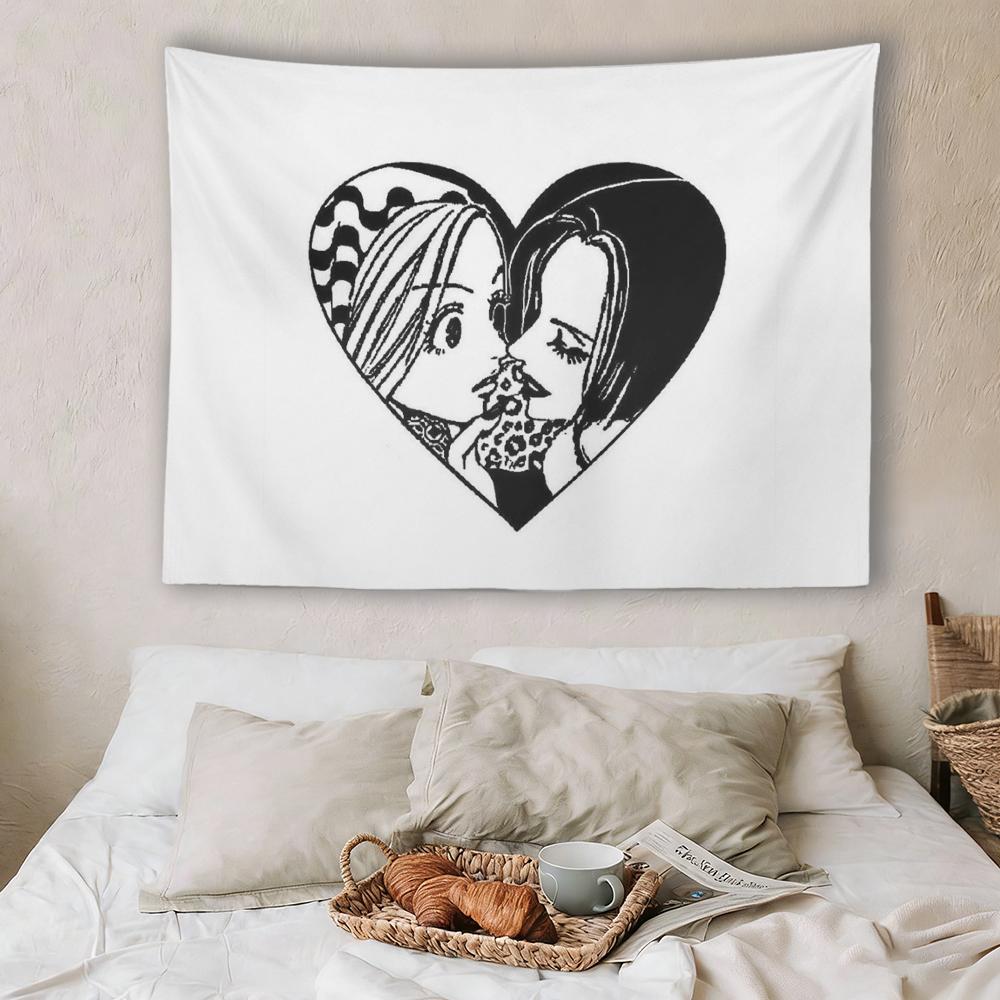 NANA Anime n-Nana & H-Hachi Heart Large Tapestry, Large Wall Tapestry, Cute Room Decoration Items for Bedroom 100X70CM