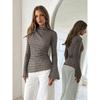 Vintage Plaid Half High Neck Long Sleeve Fitted Stretch Base Layer Top