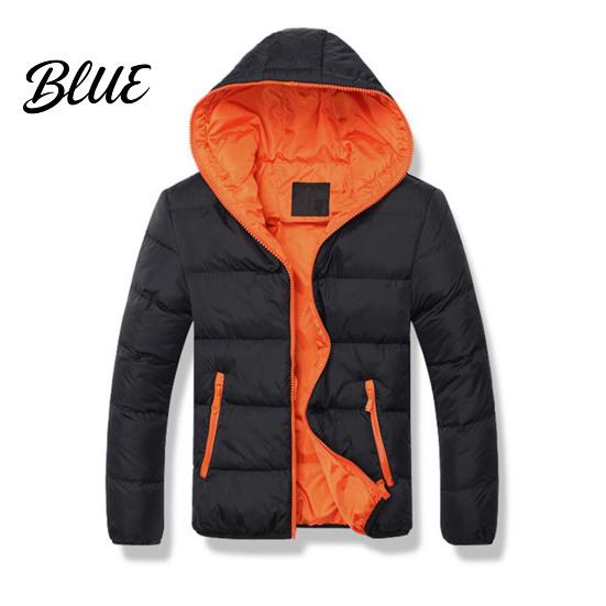 Waterproof Winter Down Men Padded Color Windproof Coat Contrast for Outdoor