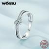 WOSTU Hot 100% 925 Sterling Silver Shimmering Wish Stackable Finger Ring For Women Fashion Original Jewelry Gift XCH7649