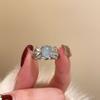 Sea Blue Moonlight Gemstone Rings for Women Light Luxury Exquisite Flower Stacking Style Ring Fashion Wedding Jewelry Gift