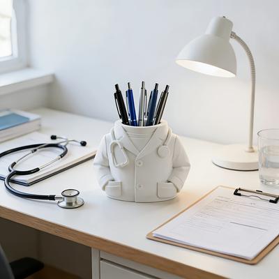 1pc Medical-Themed Doctor's Coat & Stethoscope Pen Holder Organizer,Suitable for Medical Students,Healthcare Office Desk Decor