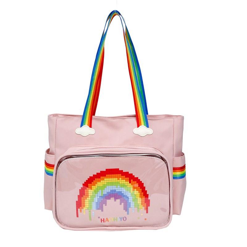 New Rainbow Design Handbag Y2K ItaBag Casual High Beauty Sweet Girl Shoulder Bag, Fashionable Cute Transparent Ulzzang Ita Bag