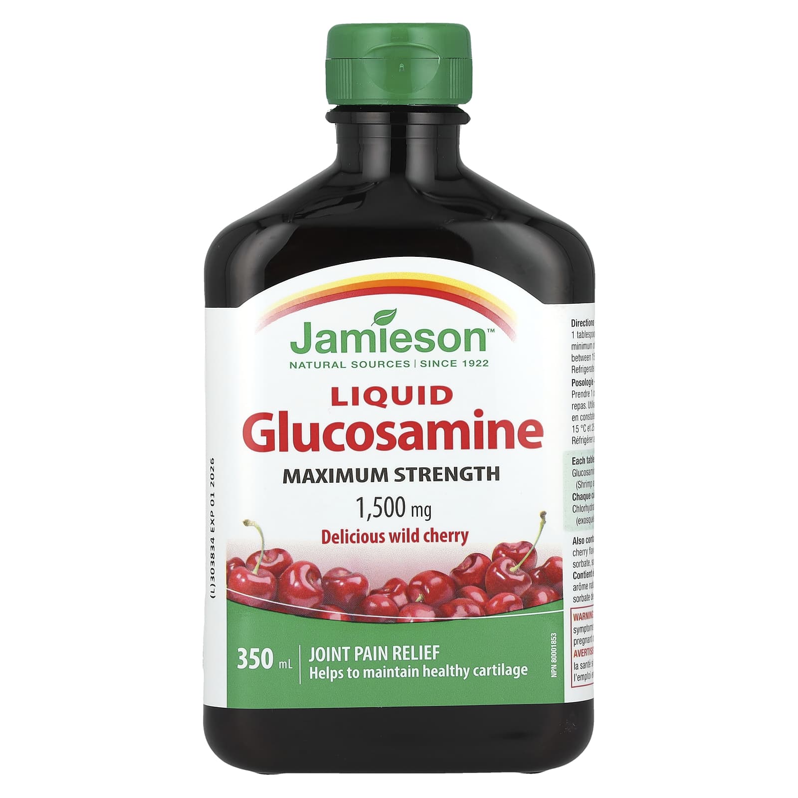 

Liquid Glucosamine, Maximum Strength, Delicious Wild Cherry, 1,500Mg, 350Ml