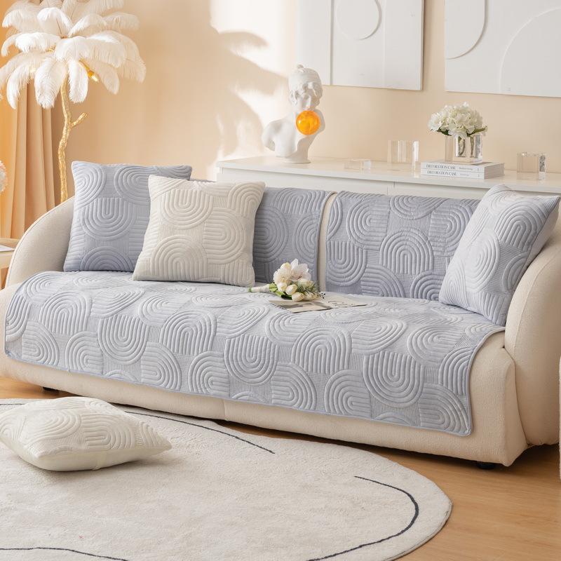 Sofakissen Plüsch Stickerei Verdickung Sofakissen Modern Minimalist Winter Warm Sofa Schonbezug Bezug Stoff