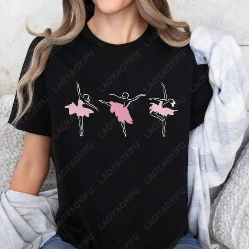 Ballerina Silhouette Ballett T-Shirt Geschenk Niedliche Oberteile Tänzer Liebhaber Geschenk Mode Ästhetik Sommer Herren Damen Baumwolle Harajuku Niedliche Oberteile