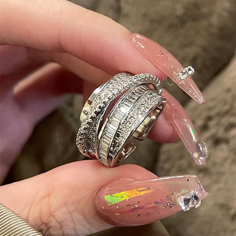 

Foxanry сверкающее кольцо с цирконом для женщин и девочек, винтажные индивидуальные линии, перекрещенные юбилейные вечерние ювелирные аксессуары, подарки 8mm серебряный