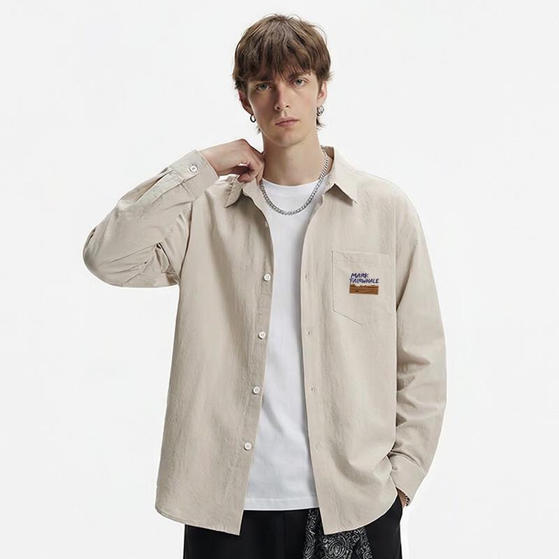 Mark Fairwhale Men's American Style Long-Sleeve Loose Casual Shirt