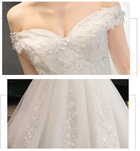 [Housaku Co., Ltd.] Wedding Dress, A-line, Off-shoulder, Lace-up, Layered Skirt, Floral Embroidery, Bridal, Concert, Master of Ceremonies, Recital, Pe