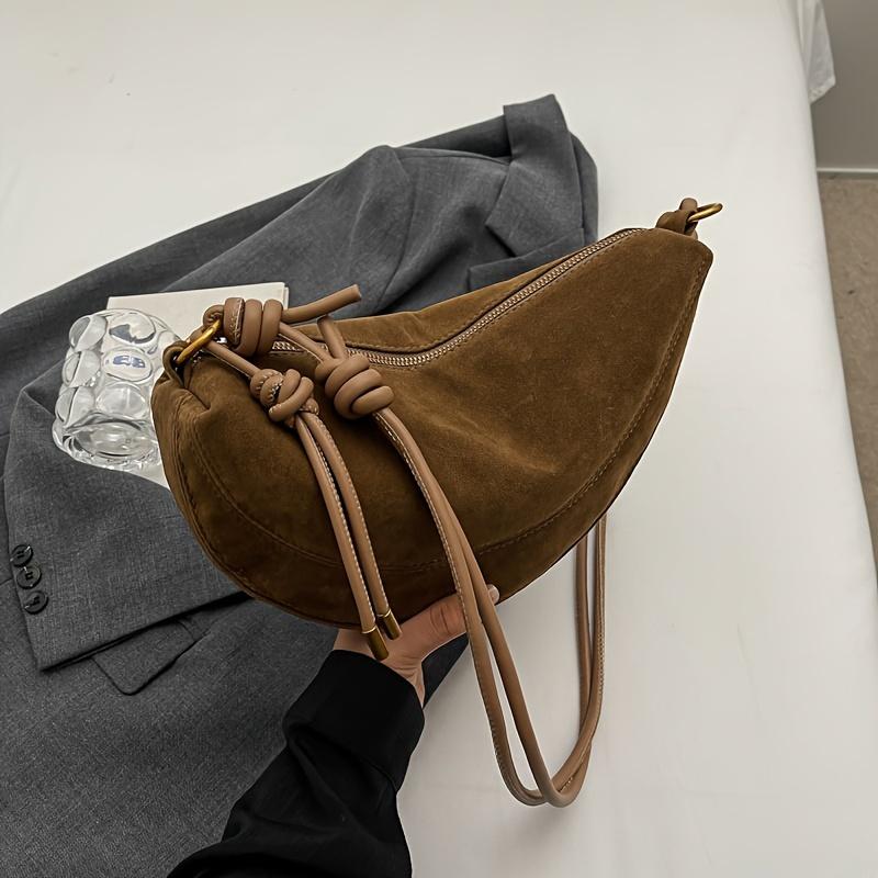 Women'S Retro Underarm Dinner Satchel Plush Frosted Casual Crossbody Bag Creative Shoulder Dumpling Bag Adjustable Shoulder Strap Waterproof Handbag