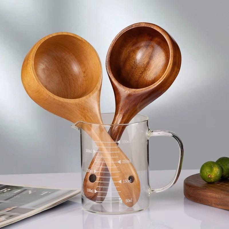 Coffee Measuring Spoons 45ml Walnut Wood Coffee Spoon Baking Tool Soup Spoon Kitchen Cooking Spoon for Salt Sugar Beans Tea