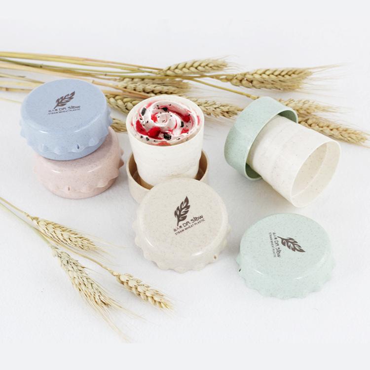 Wheat Straw Folding Sports Water Bottle and Telescopic Travel Cup