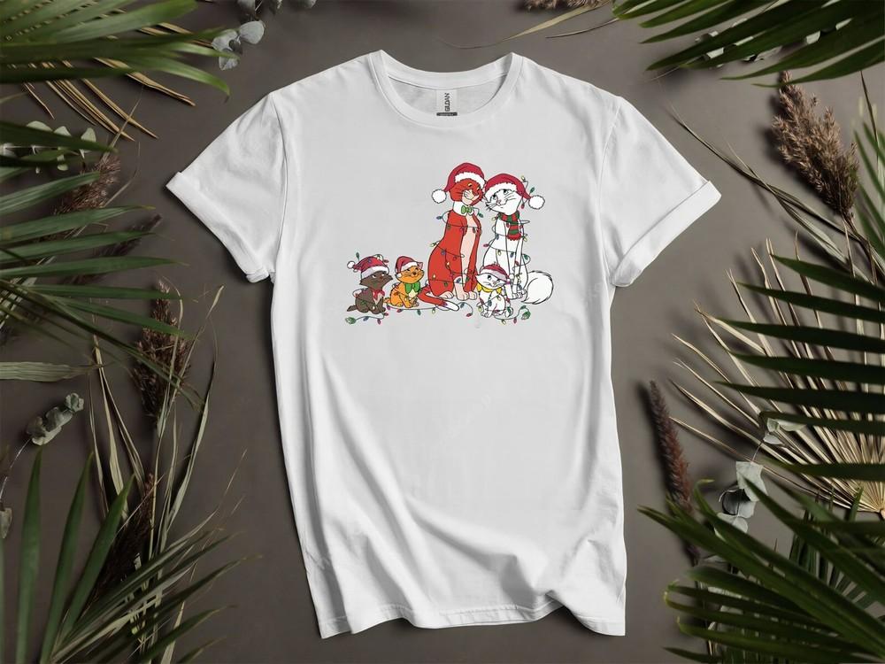 

Cute Santa The Aristocats Christmas Light T Hoodie Tshirt Men Women Unisex AD248 4XL