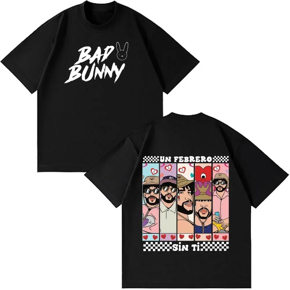 Bad Bunny Fashion Print Unisex Casual Short Sleeve Loose Fit Pure Cotton Hip Hop Plus Size TShirt Women And Unisex Fashion TShirt