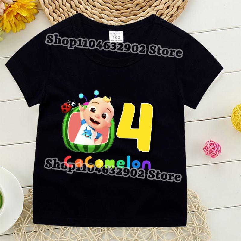 Cocomelons Kids Summe T-shirts Boys Girls Birthday Party Tee Cartoon Anime Graphic Print T-shirt Children Fashion Clothes Gifts