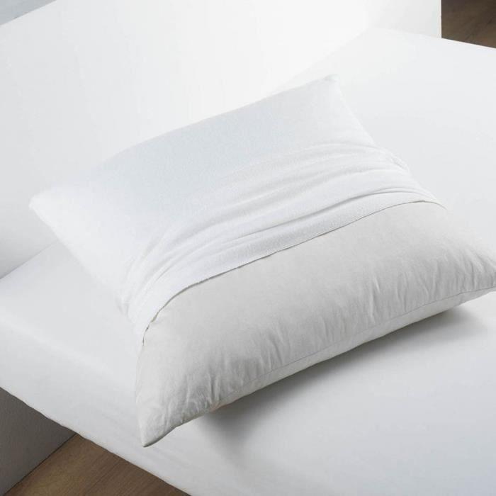 Protège Oreillers - HOMEROKK - 50 x 70 cm - Coton Molletonné - Blanc - Lot de 2