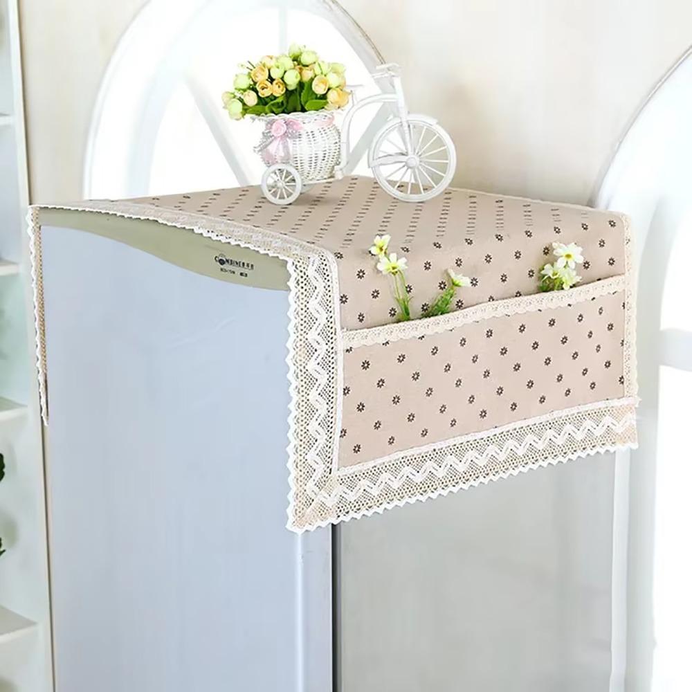 1Pcs Dustproof Refrigerator Cloth Cotton Linen Washing Machine Towel Fridge Protection Cover
