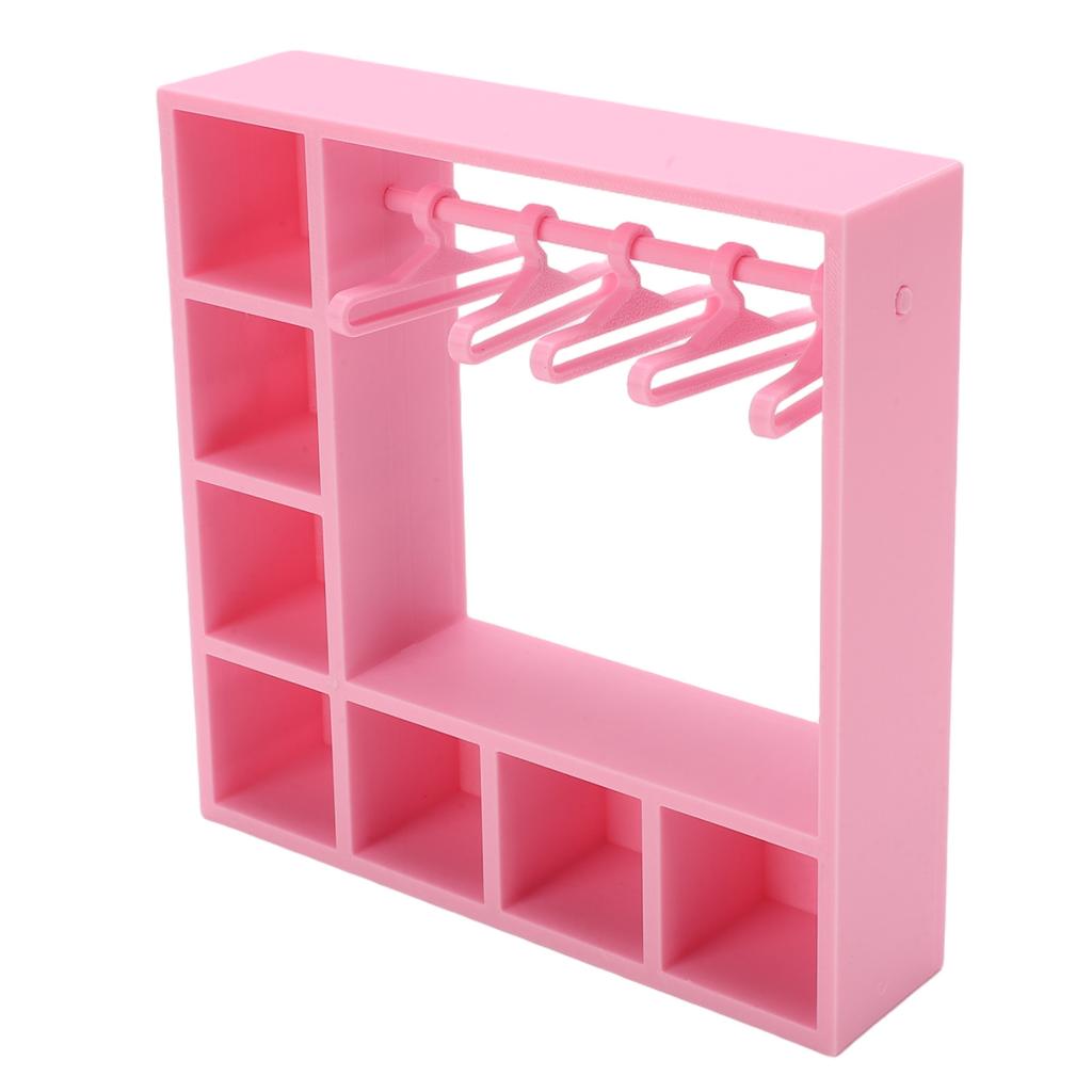 Doll Clothes Closet Wardrobe with 10 Hangers Doll Accessories Display Box Figures Clothing Storage Cabinet