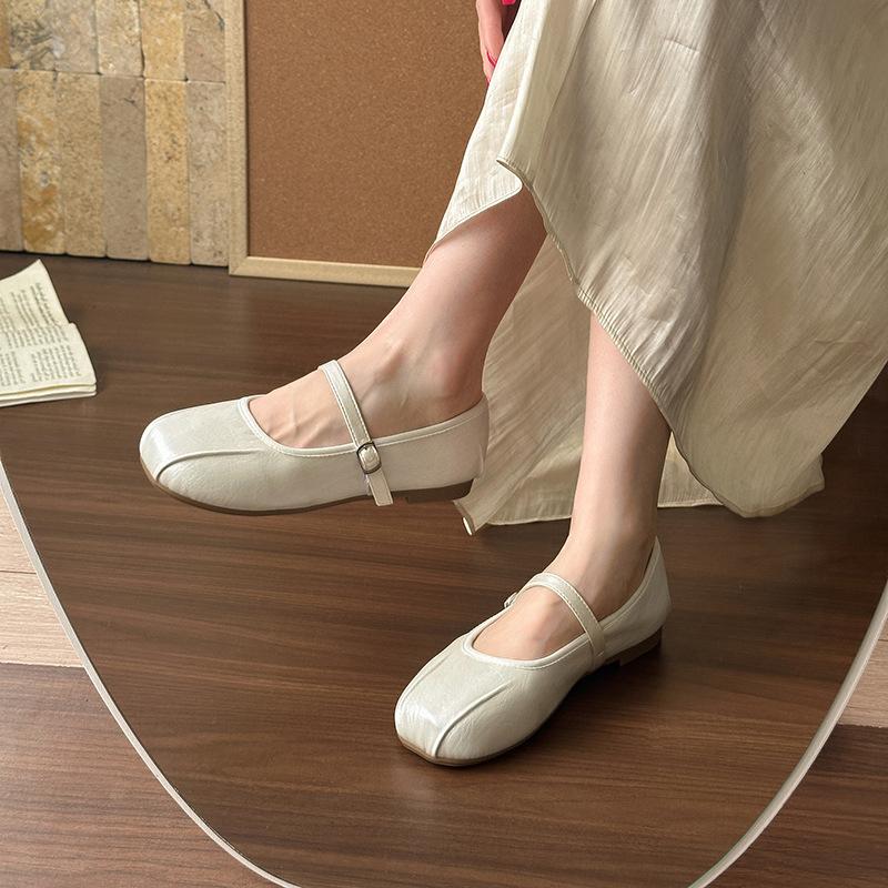 Mary Jane shoes women s new retro temperament one-word buckle one-pedal women s single shoes 35