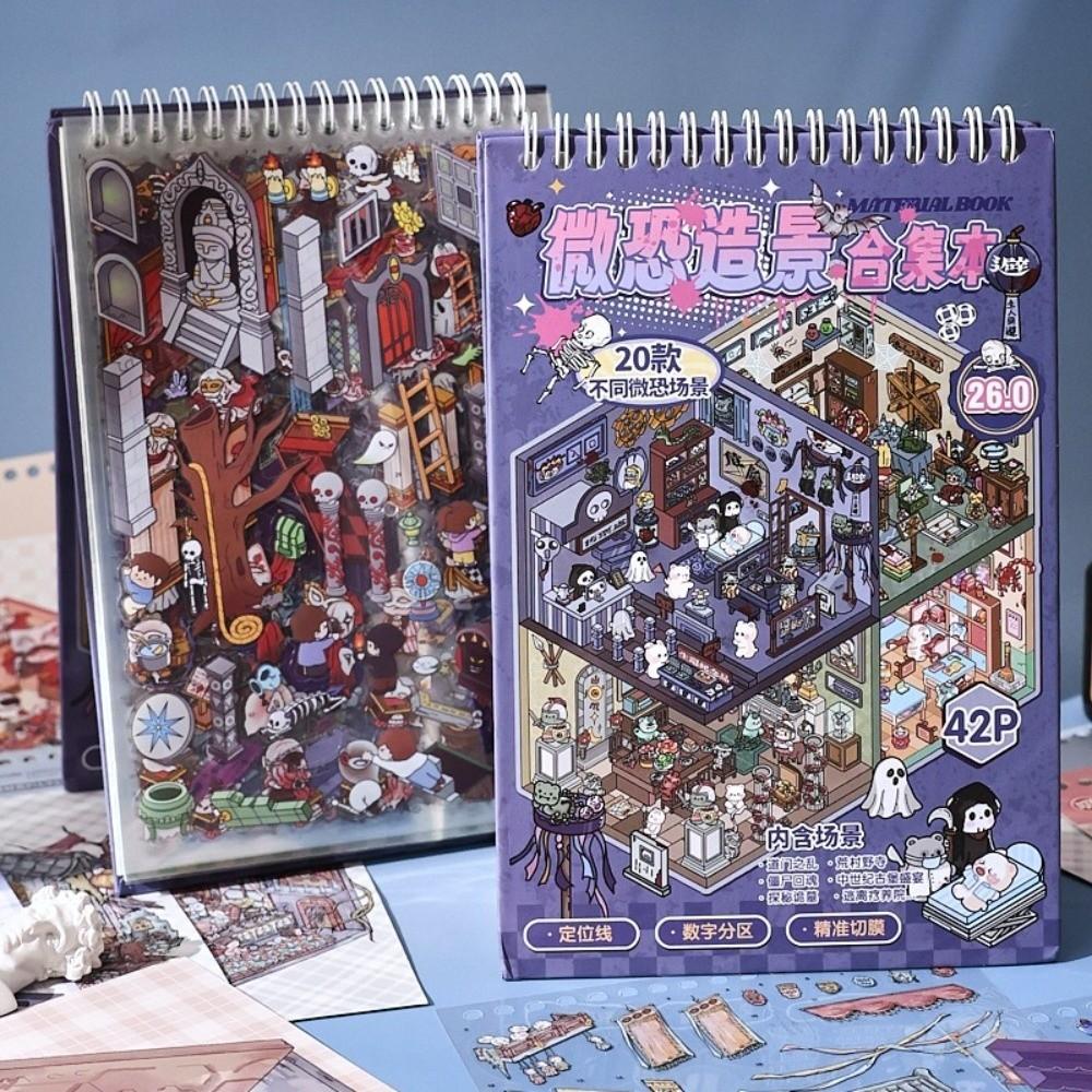 20 Scene Miniature Scene Sticker Book Spooky Theme Landscape Stickers Holiday Gifts