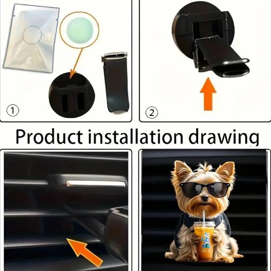 Auto Lufterfrischer Clips Niedlicher Milchtee Welpe Acryl Auto Lüftungsschlitz Clip mit Austauschbaren Duftkissen 2D Armaturenbrett Deko Einfach Aufsteckbar Geschenk für Hundeliebhaber