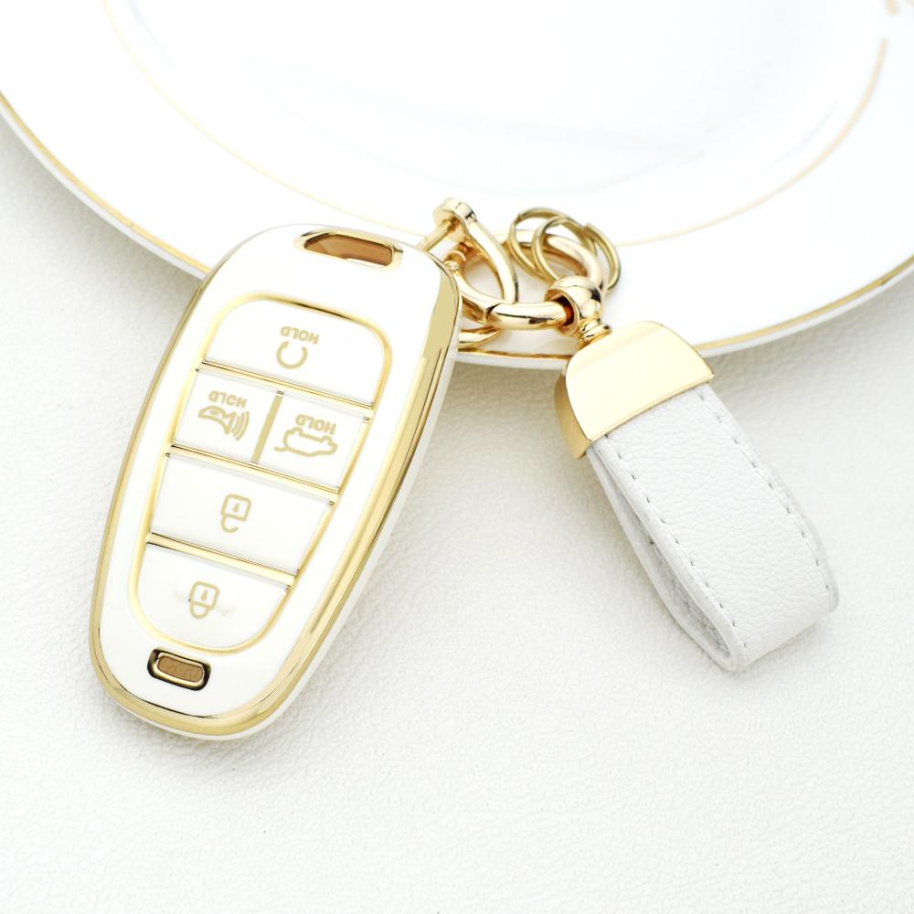 

5 Buttons TPU Car Key Holder Case Cover For Hyundai Tucson Solaris Sonata Hybrid NEXO NX4 Santafe Dn8 2020 2021 2022 Accessories білий