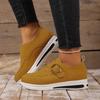 Thick Sole Belt Buckle Loafers for Women – Spring/Autumn New Round Toe Casual Large-Size Footwear